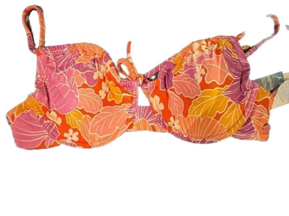 Roxy Bell Bottom Blooms Ruched Bikini Top and High-Waist Bikini Bottom Set